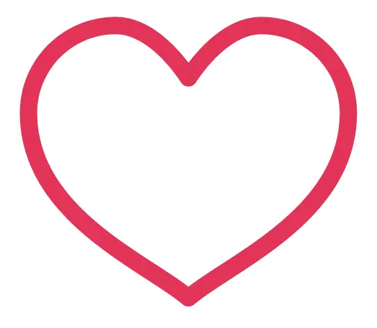 Red outline of a heart on a white background, a universal symbol of love or liking the item