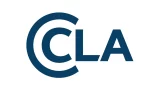 CLA logo: bold blue letters CLA with a dark blue circular C motif around the left side.
